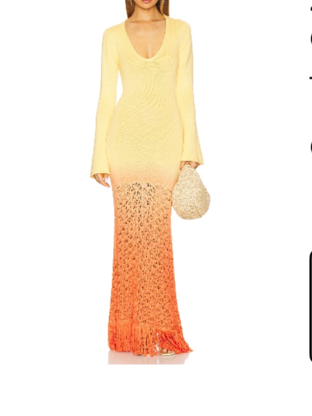 Yellow to Orange Ombre Knit Maxi Dress